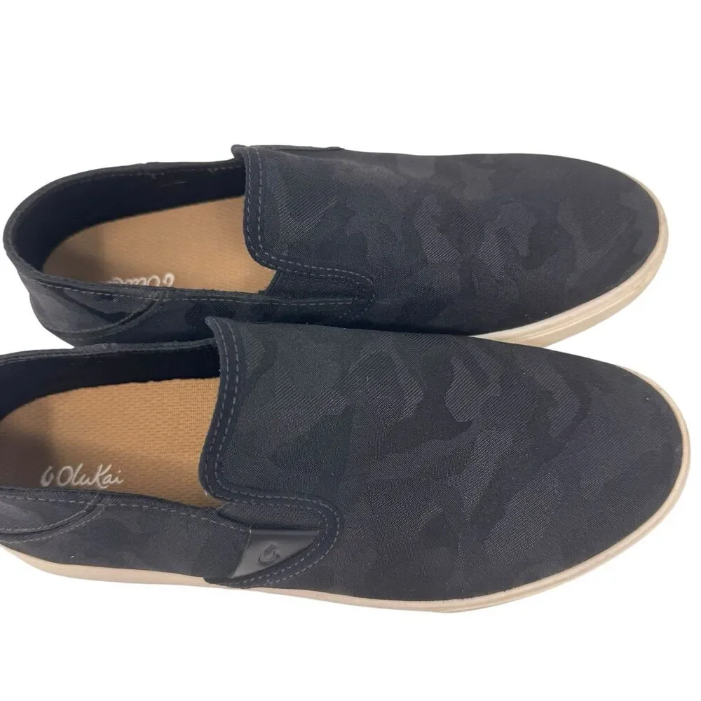 Olukai Pehuea Women Size 9.5 Slip On Shoes 20360-LRKE Black Drop In Heel